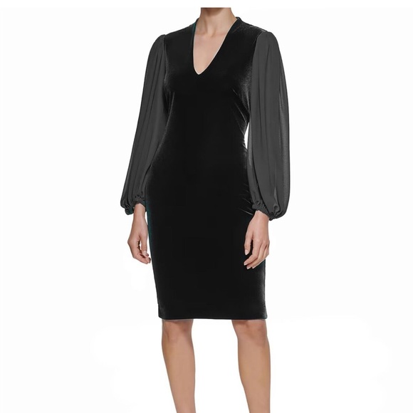 Vince Camuto Balloon Sleeve Velvet Dress - Picture 1 of 4
